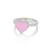 Pink LEGO heart ring hand fabricated from sterling silver using a LEGO dot the shape of a heart