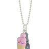 Lego mini-figure accessory ice cream cone made into a charm hanging on a chain with a lego spoon toy charm