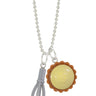 Lego pumpkin pie charm with a lego whisk charm hanging on a chain