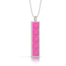 Dark pink 1 X 5 LEGO brick made into a sterling silver pendant on a bead chain