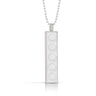 White 1 X 5 LEGO brick pendant set into sterling silver hanging off a bead necklace
