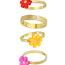 LEGO friends flowers on 18kt yellow gold rings with diamonds set into the middle of the LEGO flowers