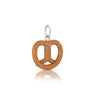 LEGO pretzel charm with sterling silver loop on top to go on a necklace or bracelet