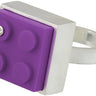 Unique purple 2 X 2 LEGO ring hand fabricated sterling silver modern ring