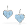 Light blue LEGO bricks in the shape of heart earrings