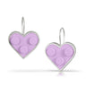 Lavender LEGO bricks in the shape of heart earrings