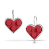 Red LEGO bricks in the shape of heart earrings