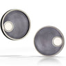 Modern style round post earrings with small round white LEGO pieces