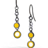 Chain link earrings made with sterling silver and yellow recycled LEGO