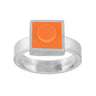 Orange 1 X 1 square LEGO brick inset into metal on top of a ring
