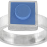 Light blue 1 X 1 square LEGO set into a bezel on top of a ring