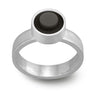 Hand fabricated sterling silver statement ring with a black 1 X 1 LEGO stud
