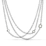 Sterling silver necklace with 3 stranda of circle links with fun LEGO pieces and a black diamonds inside circle links
