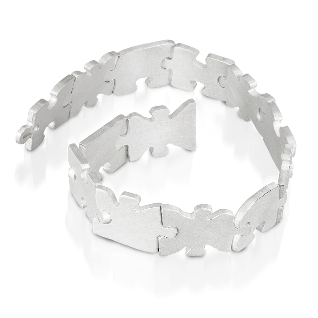 Autism Awareness sterling silver puzzle piece bracelet
