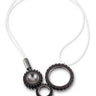 Funky necklace with 3 LEGO Truck tires with hand fabricated sterling silver tube clasp
