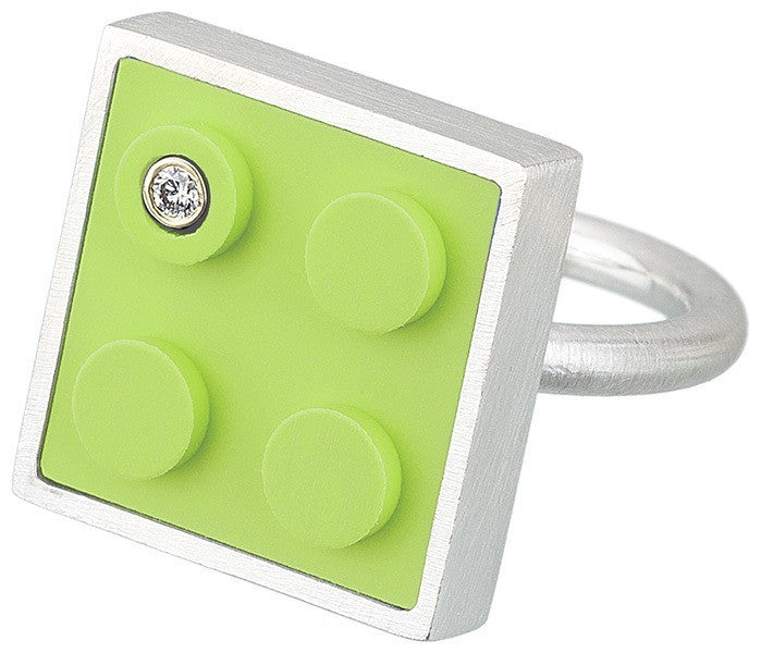 2 x 2 Light green LEGO ring with diamond