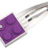 Modern, contemporary hair pin with 2 X 2 purple LEGO brick with diamond