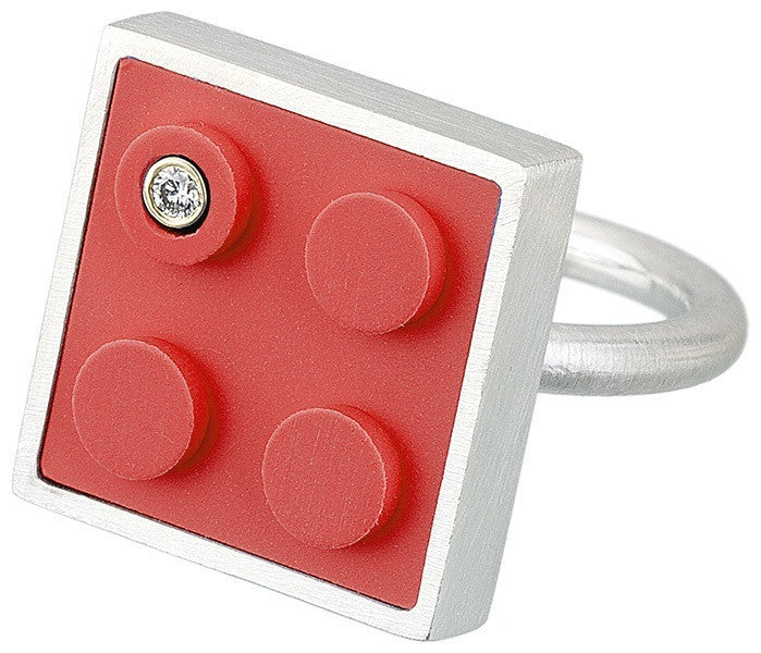  2 X 2 Red LEGO ring with diamond