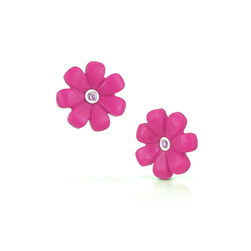 Daisy with Pink Diamond Earrings