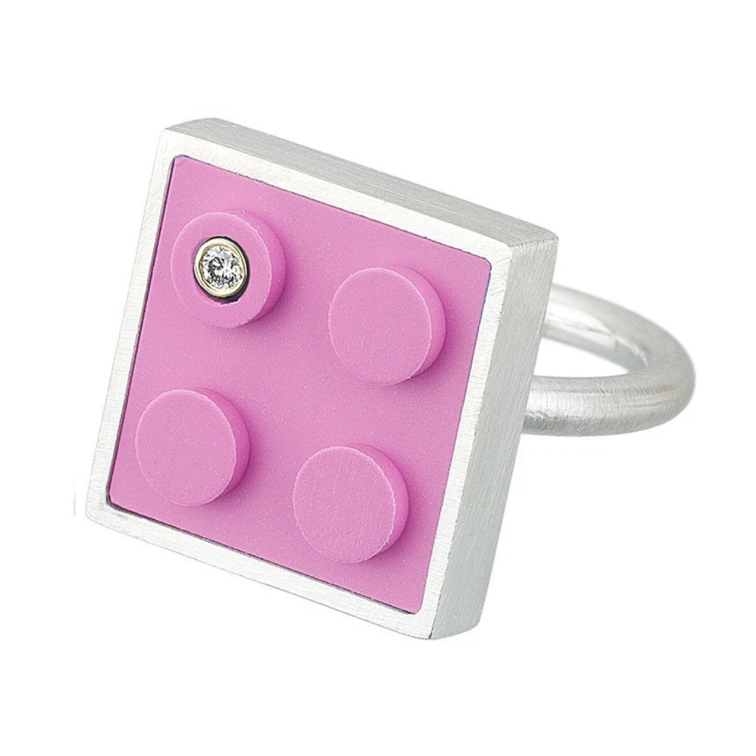 Brick Ring with Diamond