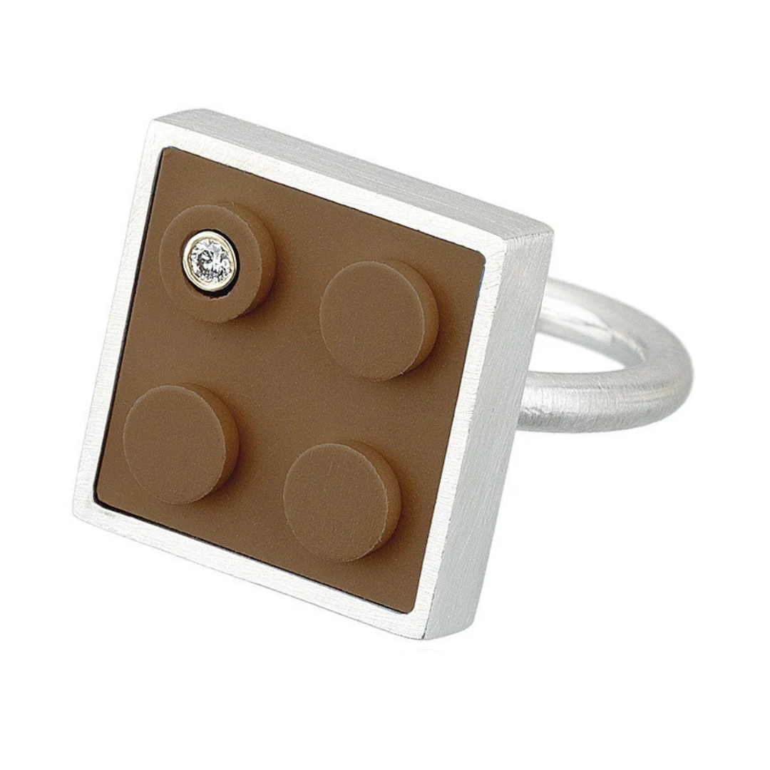 Brick Ring with Diamond