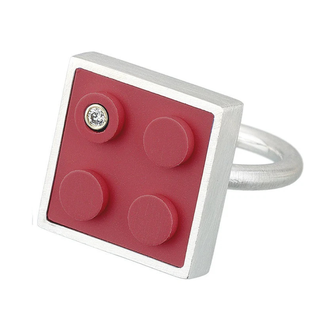 Brick Ring with Diamond