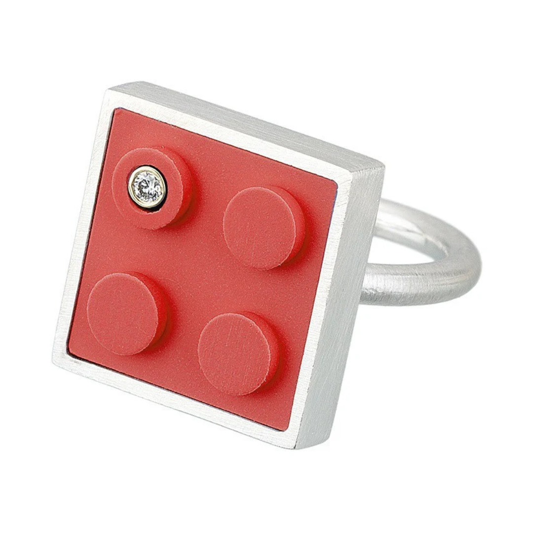 Brick Ring with Diamond