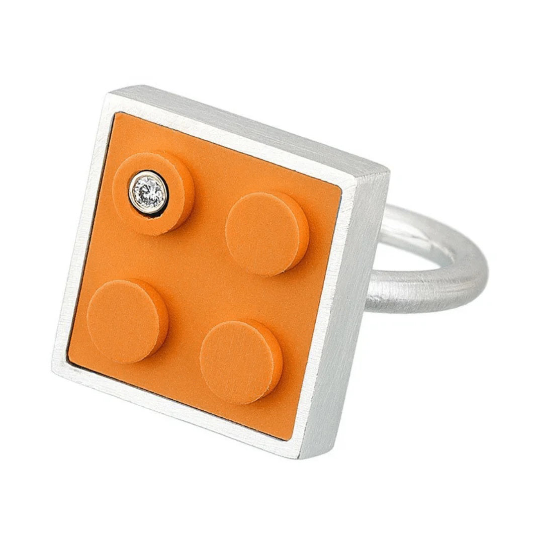 Brick Ring with Diamond