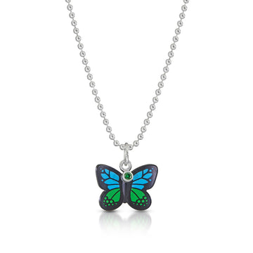 Butterfly & Green Diamond Necklace