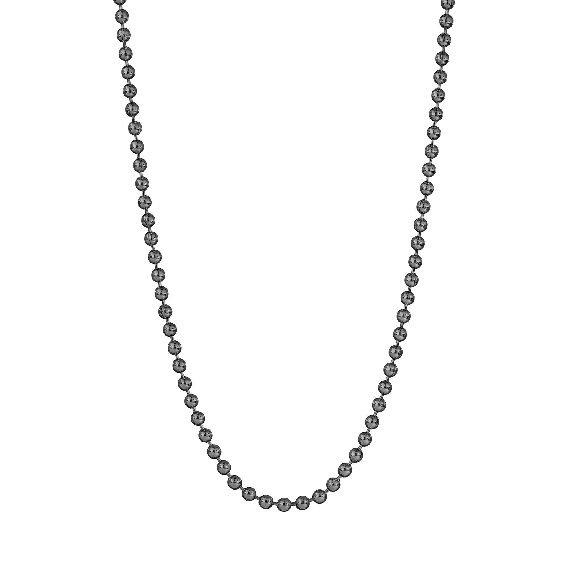 Oxidized chain with little connecting beads. Shown in the shape it would lay on neck as necklace
