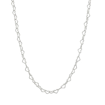 A necklace with little silver  
links in the shape of hearts 