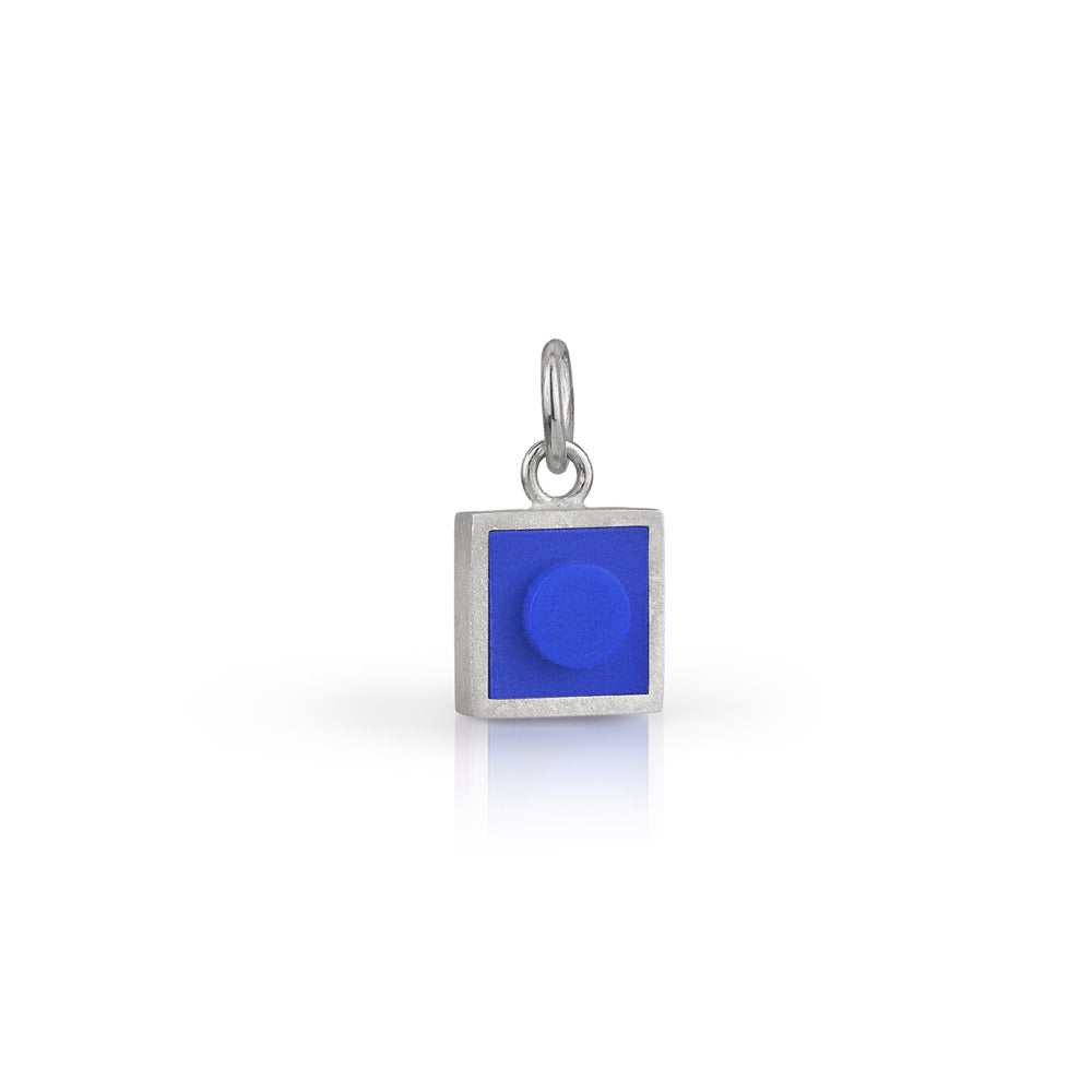 1 X 1 square blue LEGO charm for a necklace or bracelet 