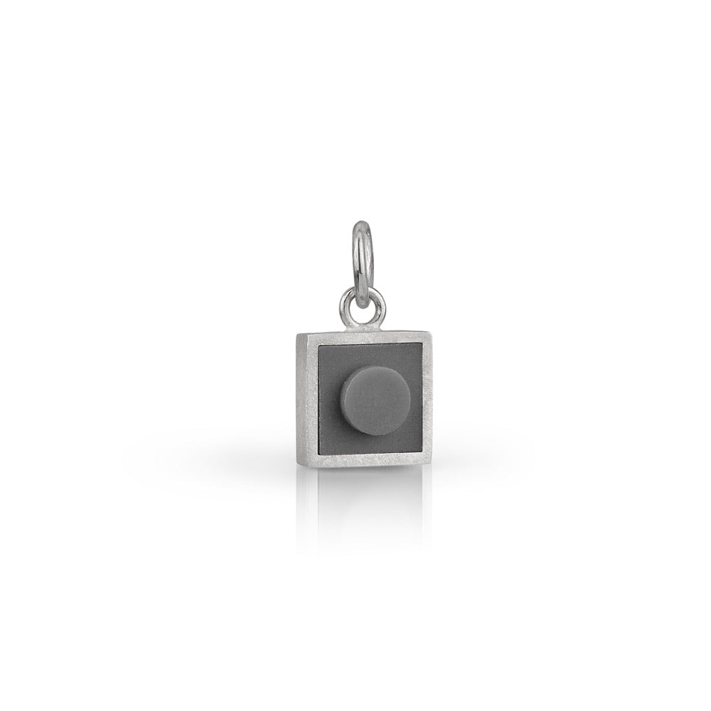 Grey 1 X 1 LEGO charm for necklace or bracelet in sterling silver 