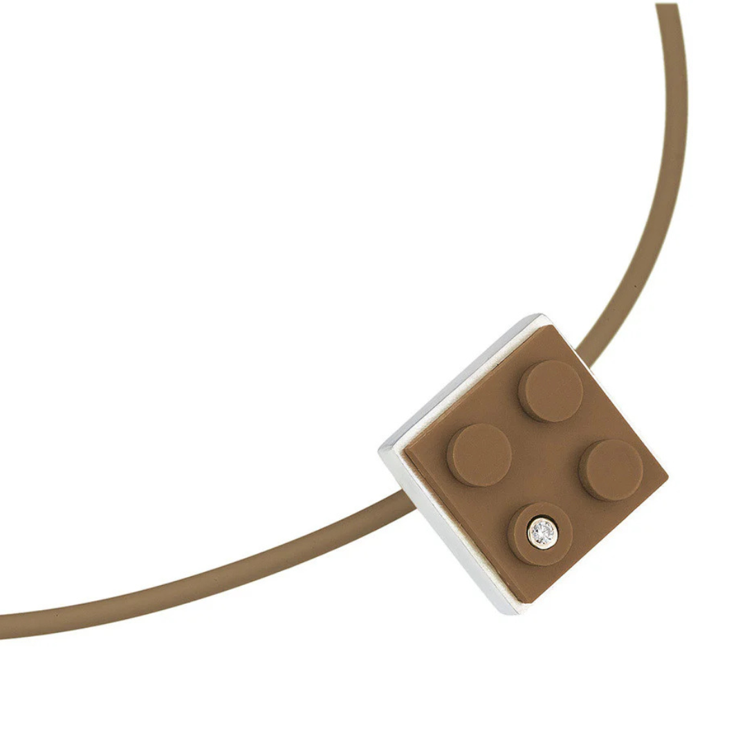 Brick Pendant with Diamond