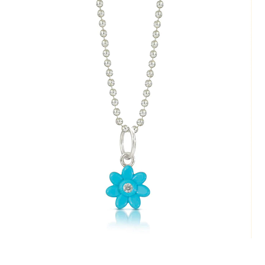 Turquoise Flower and Diamond Necklace