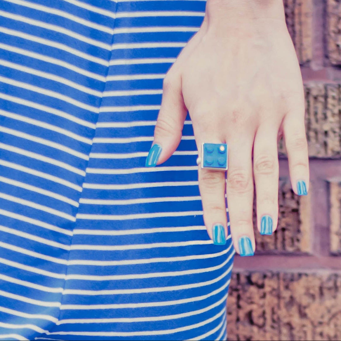 Brick Ring with Diamond
