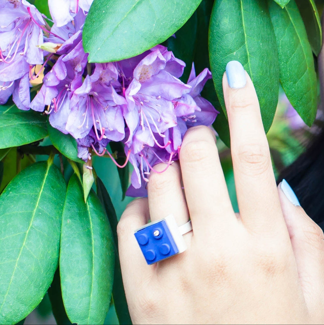 Tall Brick Ring with Diamond