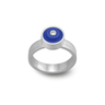 Ring with a blue round lego dot on top with a diamond set into the center