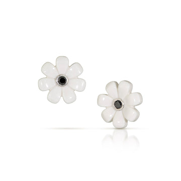 White LEGO flowers with black diamonds  set in the middle