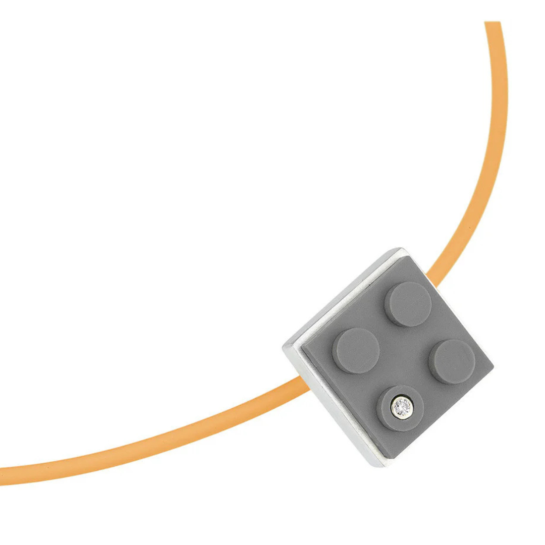 Brick Pendant with Diamond