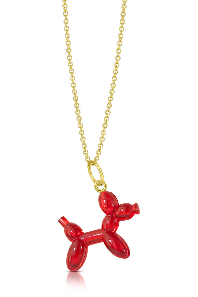 Jeff Koons Red balloon Dog charm on 18kt yellow gold chain