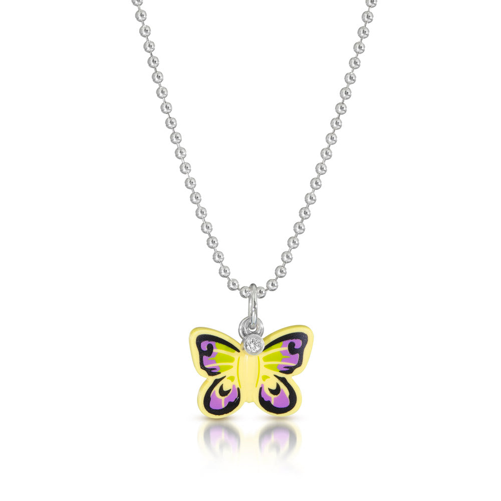 Yellow Butterfly & Diamond Neckalce