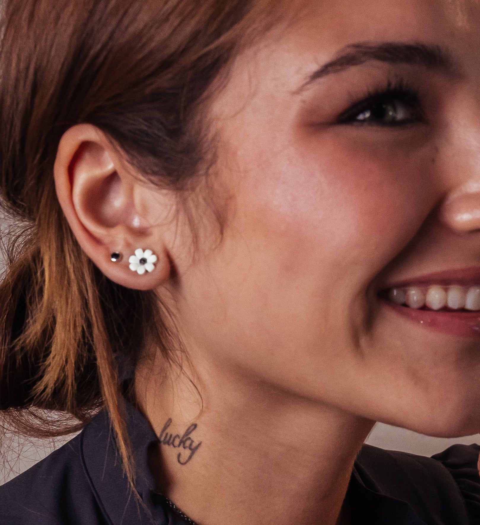 Daisy with Black Diamond Earrings