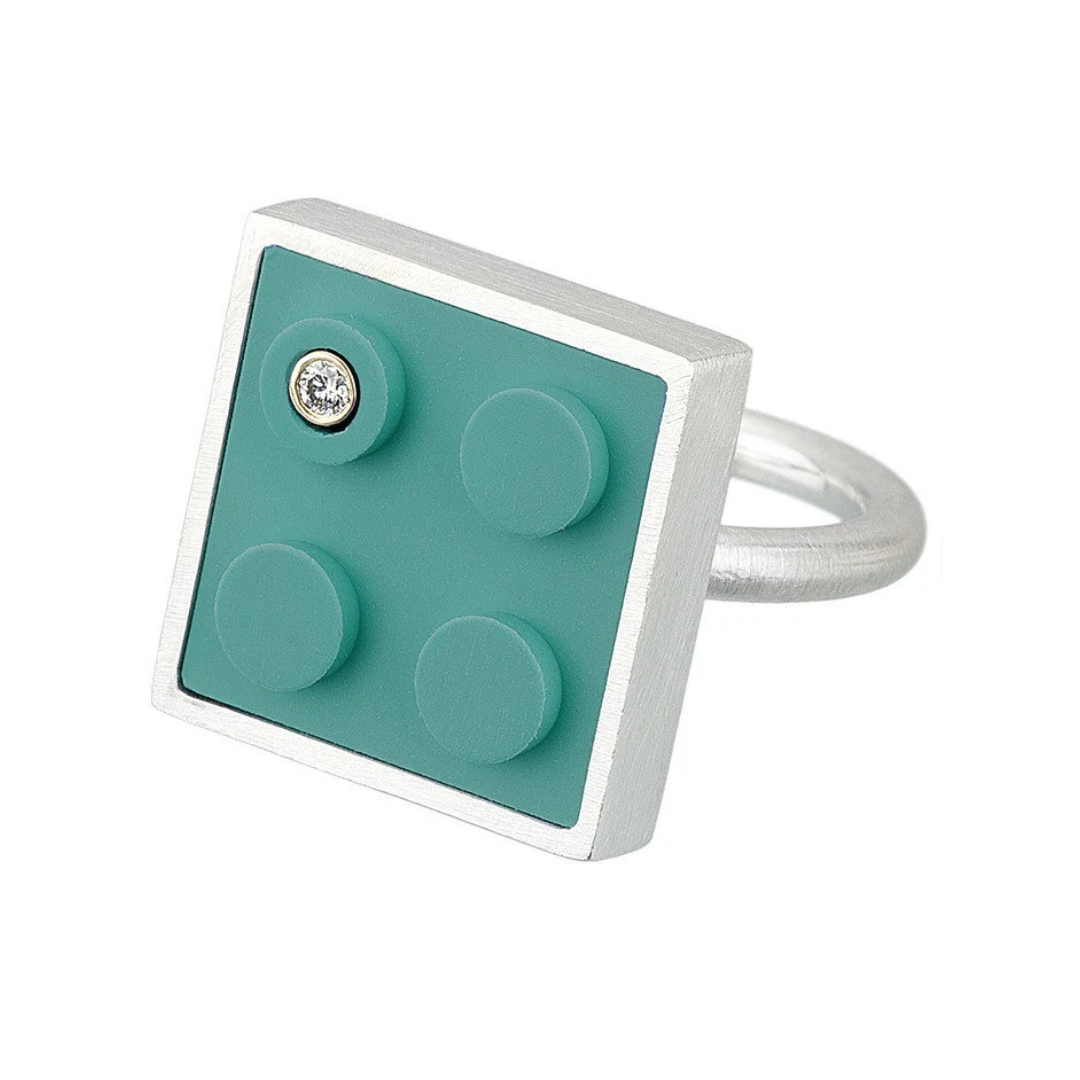 Brick Ring with Diamond