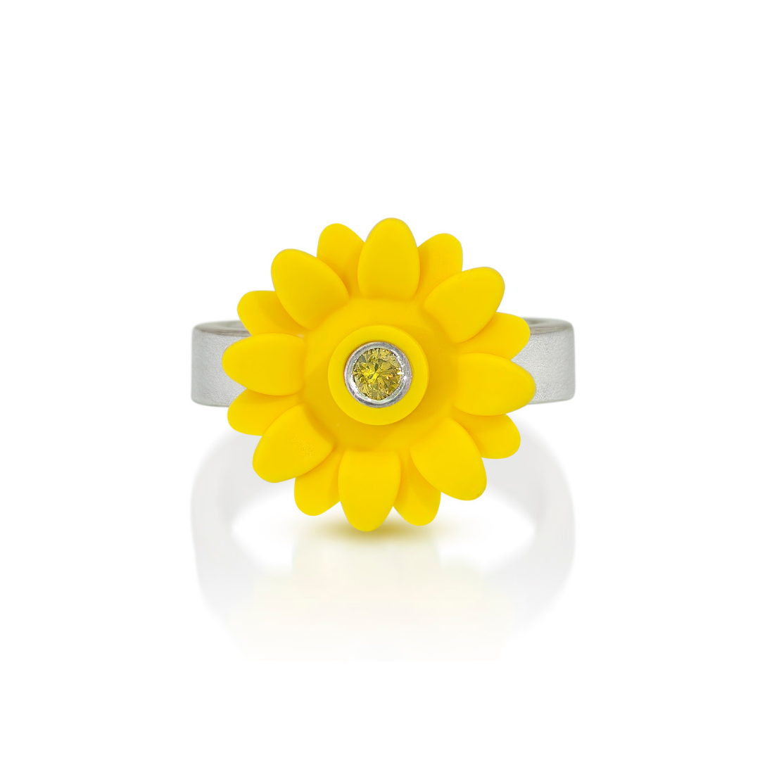 Sunflower Ring with yellow diamond