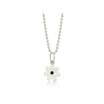 White daisy with black diamond necklace