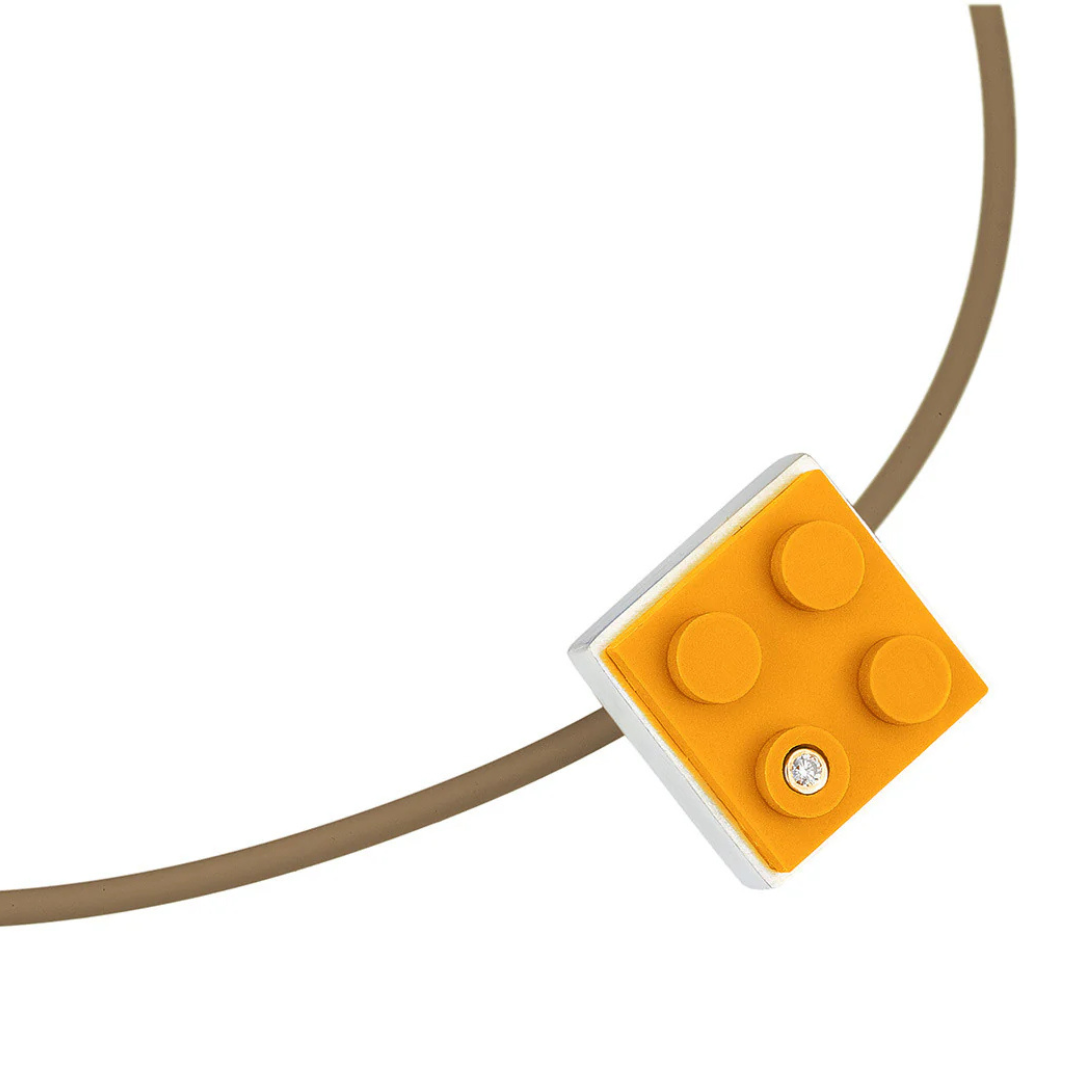 Brick Pendant with Diamond