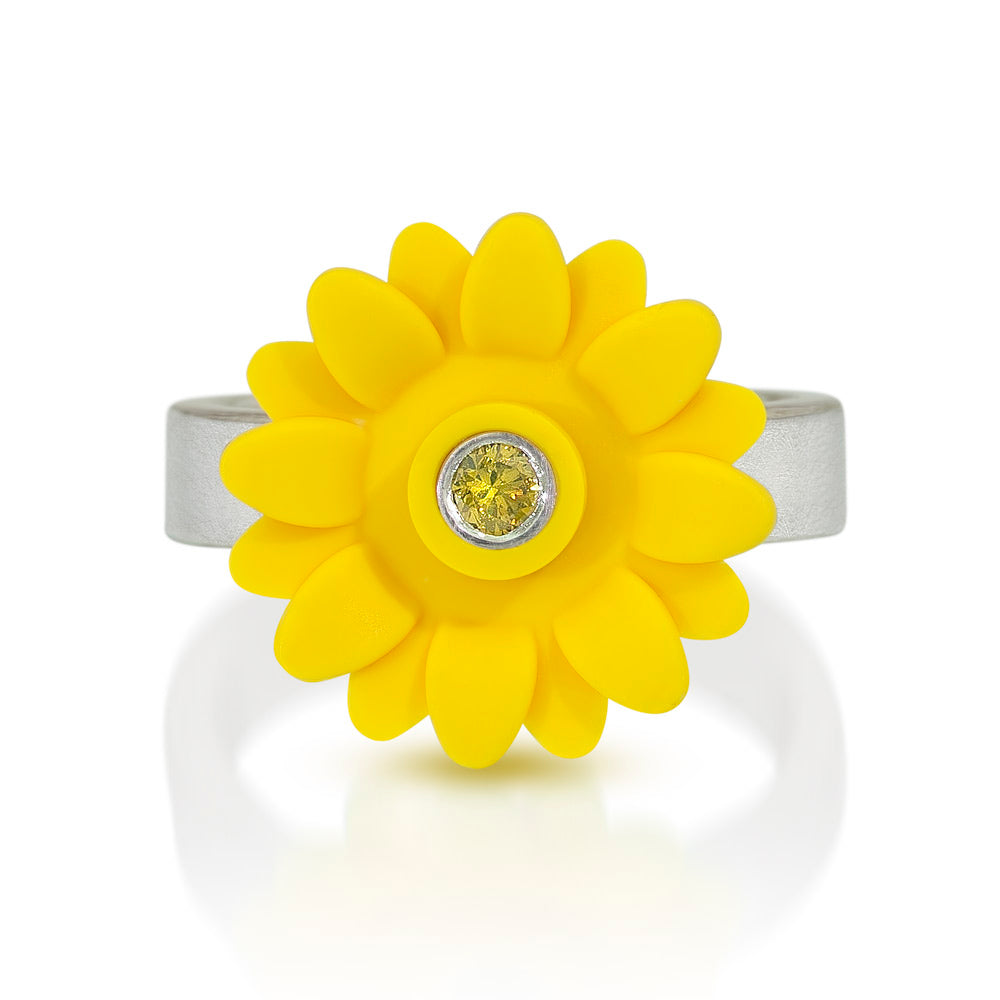 Yellow sunflower on a band with a yellow diamond set in the center