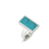 1 X 2 turquoise LEGO brick set into a  handmade sterling silver ring 