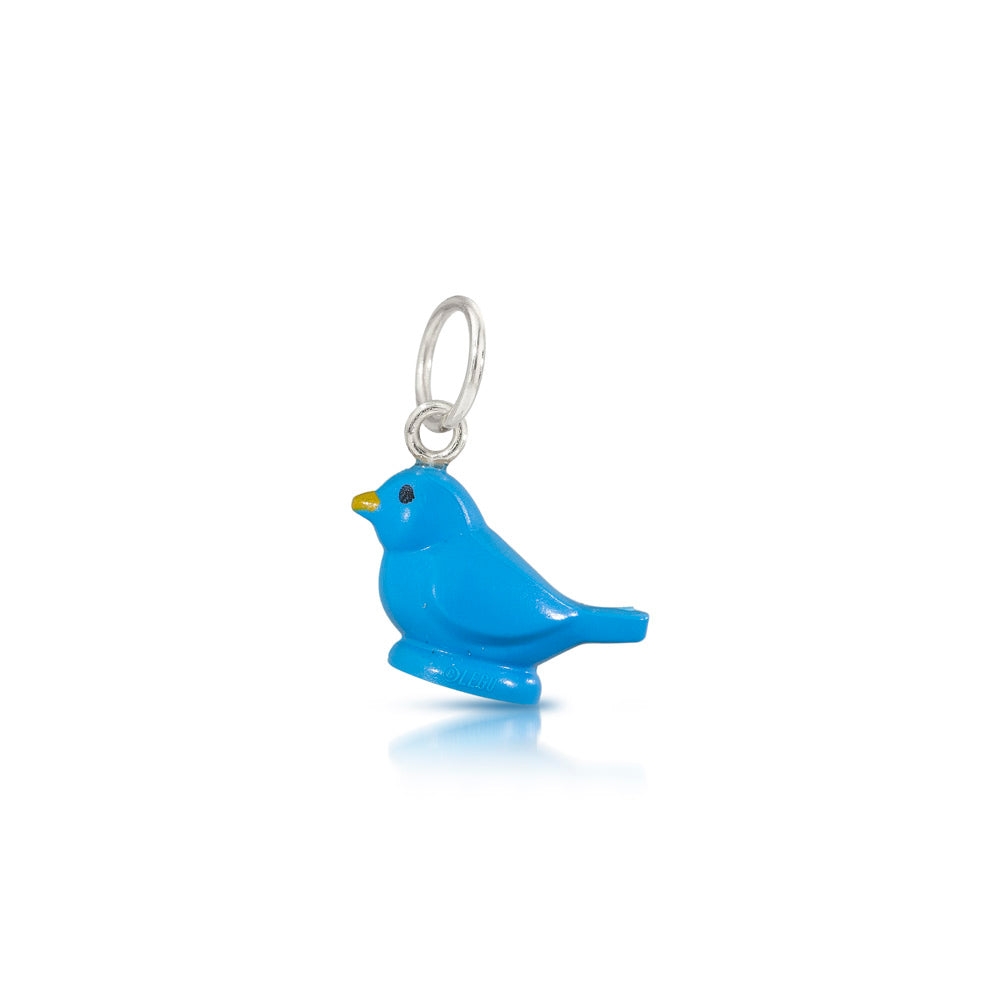 LEGO mini-figure blue bird  charm with silver loop at head for chain to go through 